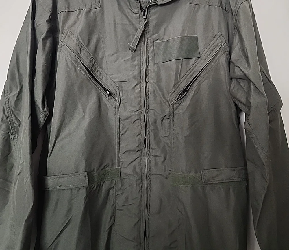 Mens' Military OD Green Coverall Flight Jumpsuit Fire Resistant Size 46R *New*